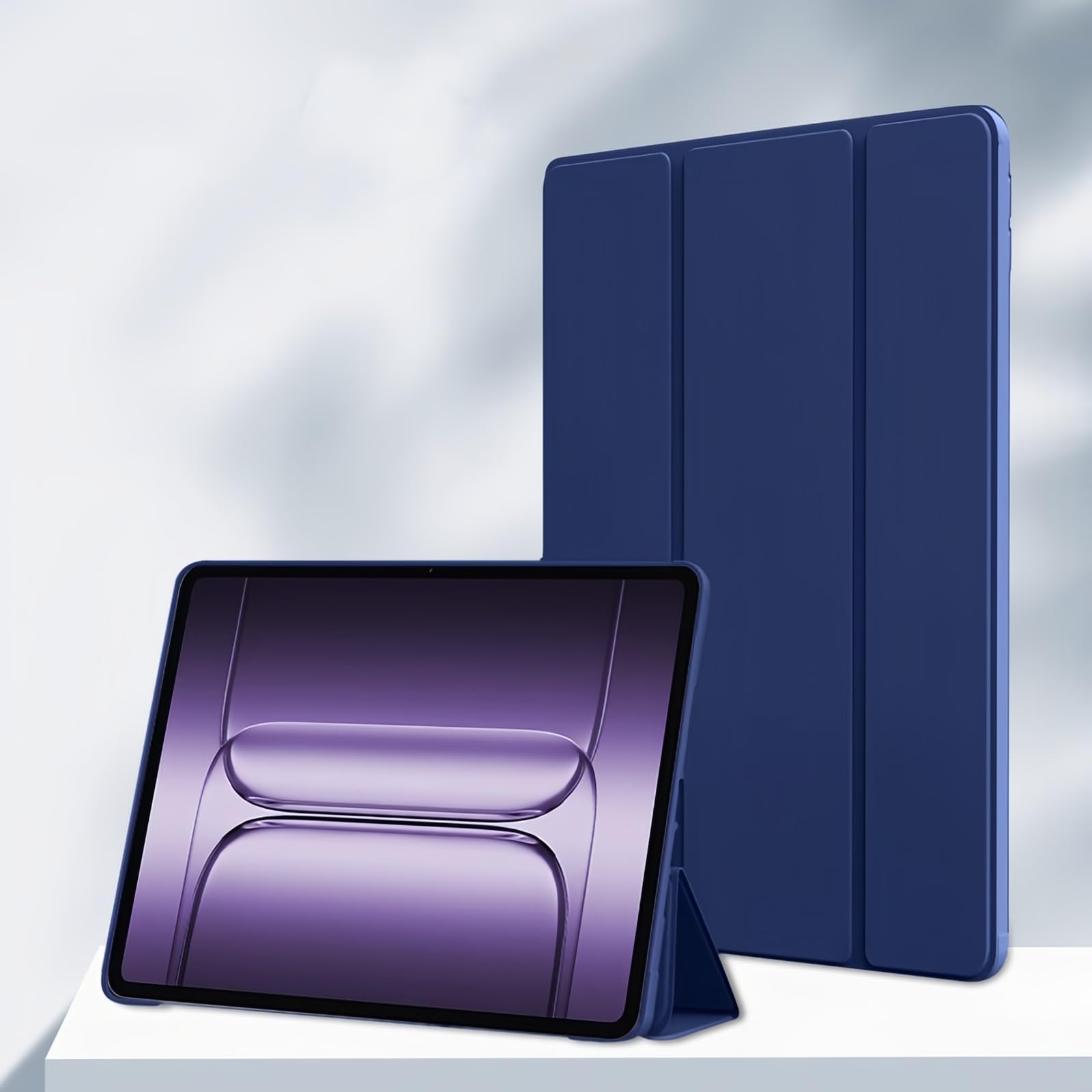 Gruattreay Case Compatible with OnePlus Pad 2 Pro 13.2 inch 2025 (OPD2413), Slim Three-fold Bracket Cover, Soft Silicone Smart Flip Tablet Case, Auto Wake/Sleep (Dark Blue)