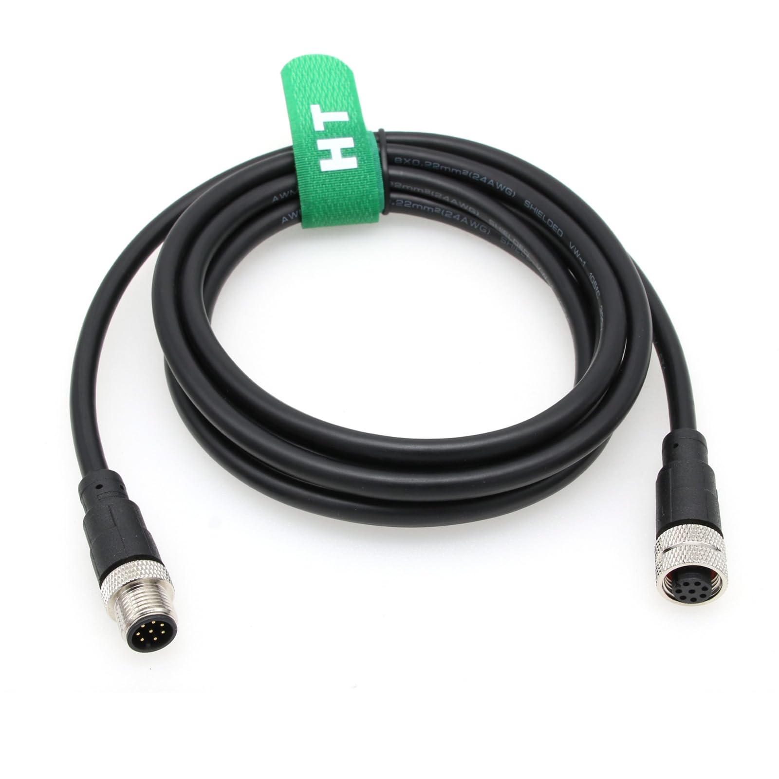 HangTon Sensor Camera M12 8 pin Female to 8 pin Male Extension Cable for Cognex Actuator Profibus Automation Network Ethernet 1M