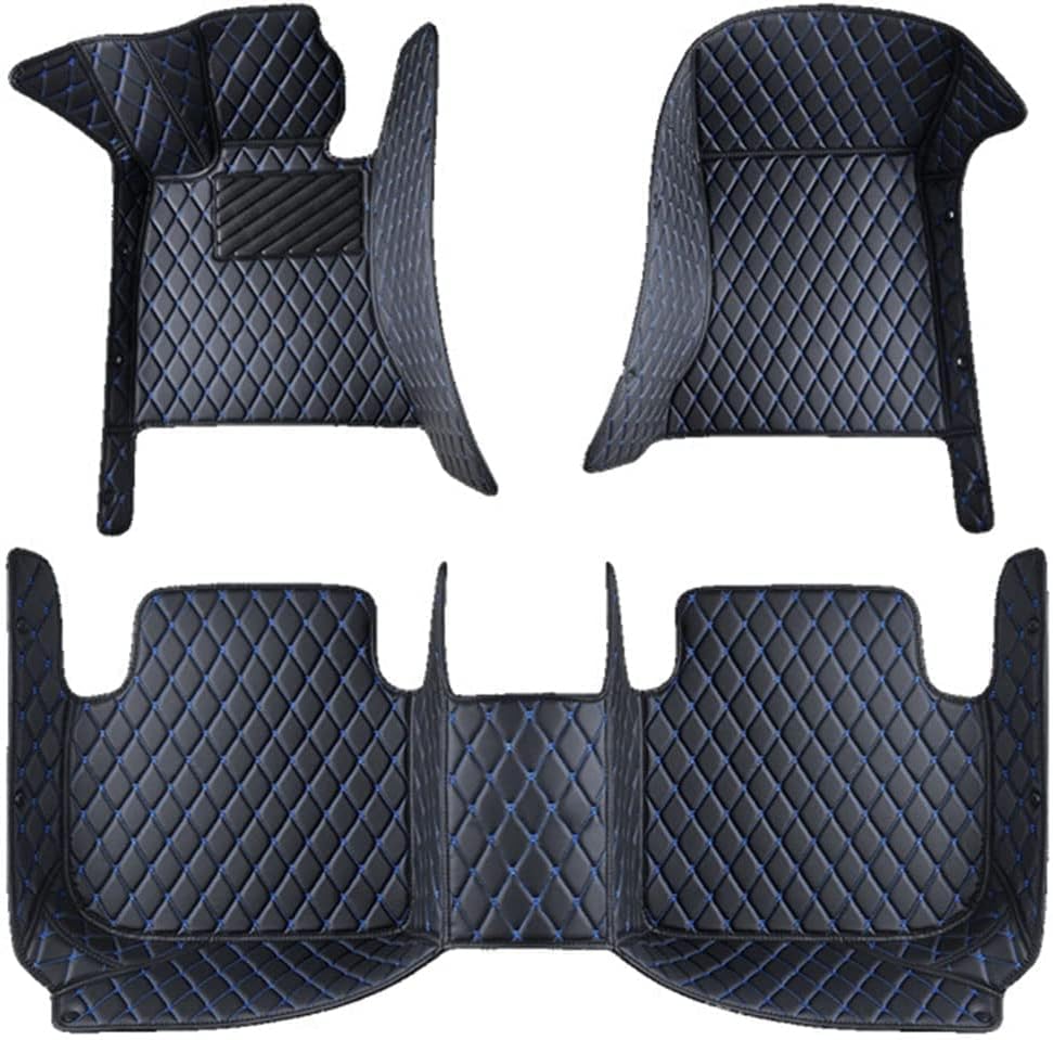 Full Coverage Leather Car Floor Mats for Subaru Outback 2010-2014,Non-slip Backing All Weather Waterproof Full Coverage Protection Car Mats,B/Black+Blue