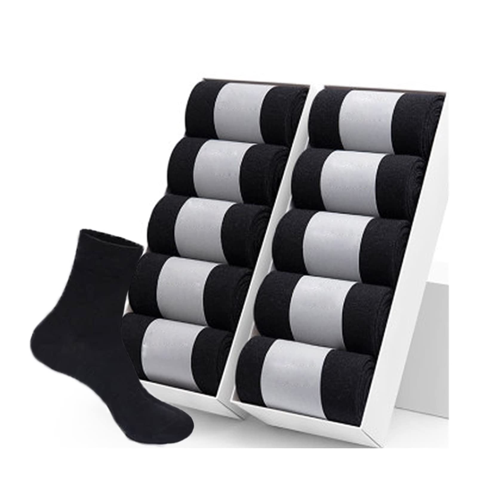 10 pares de calcetines de algodón de los hombres calcetines de negocios negros de otoño e invierno calcetines de regalo for hombres grandes tamaño 40-45 ( Color : 5 white 5 gray , tamaño : EUR 38-45 )