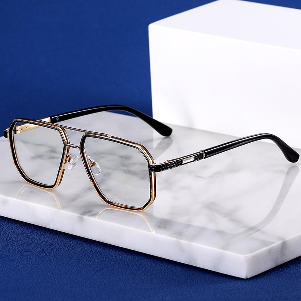 Duże okulary przezroczyste soczewki modne okulary ramka dla mężczyzn metal