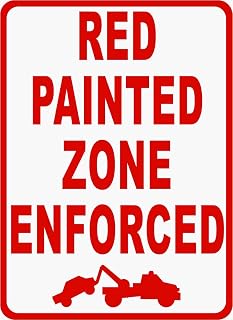 Red Painted Zone Enforced SIgn Metal Sign 12x8 Inch - Safety, Warning, Notice Signage