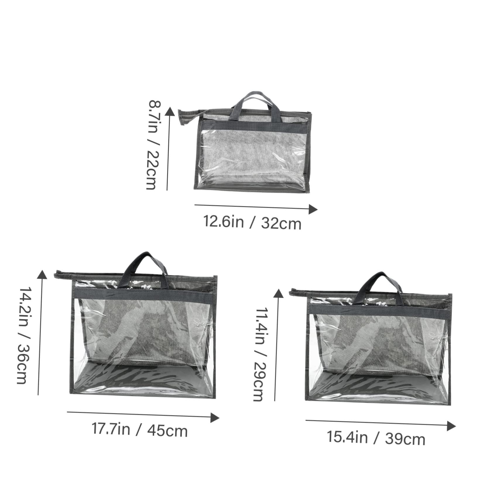 Homoyoyo Bolsa Colgante Antipolvo y Antihumedad para Bolso, Organizador Transparente de PVC con Asa, 3 Piezas para Armario