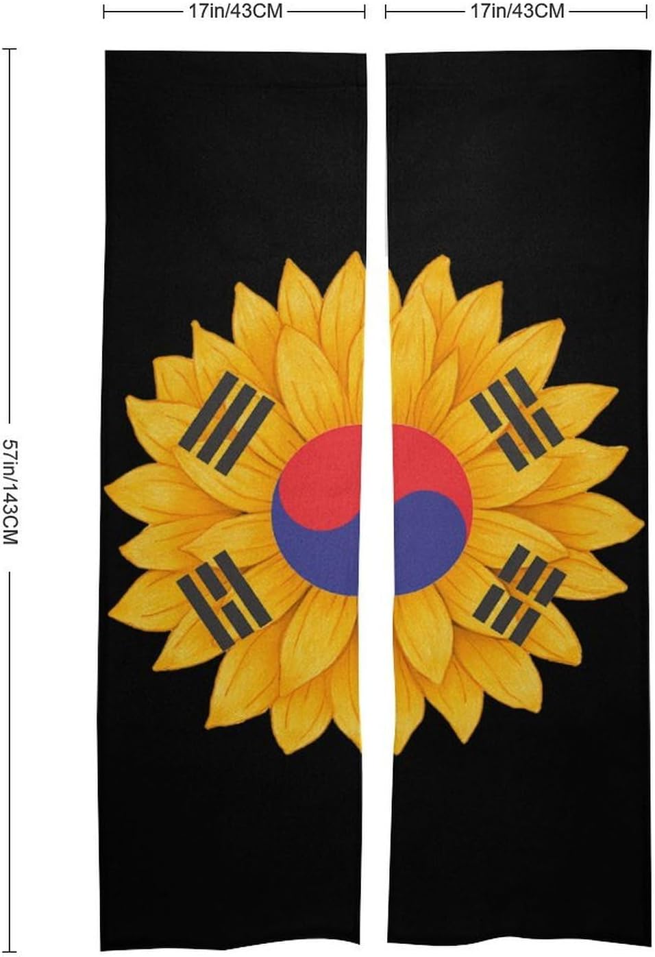 Korea Flag Sunflower Doorway Curtain Insulated Room Divider Drapes | white linen,privacy curtains