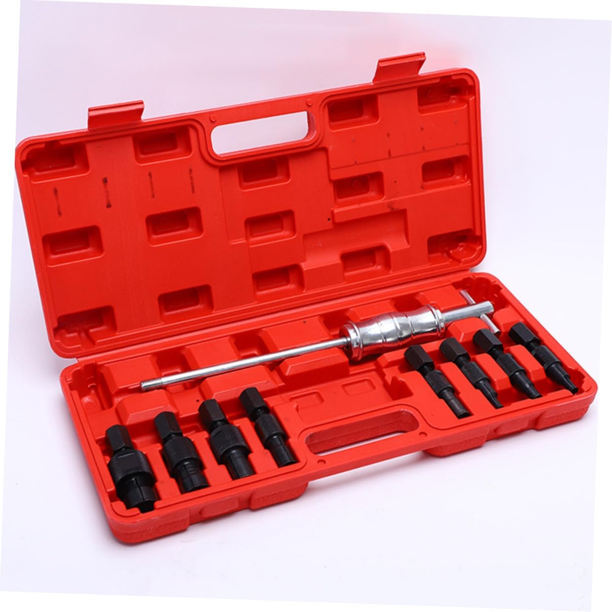 9pcs Inner Bearing Puller Slide Hammer Set Steel Bearing Extractor Tool Kit for Auto Repair and Mechanical Maintenance