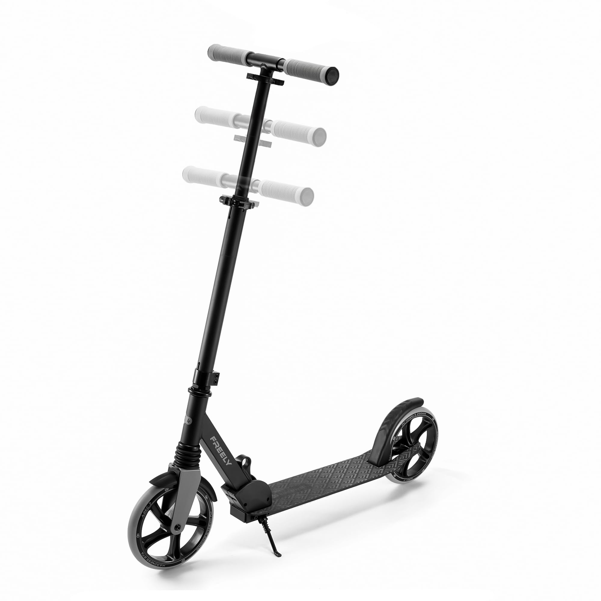Kinderkraft Freely up to 100 kg, Scooter, Foldable Scooter, for Children from 5 Years and Adults, Large 20 cm PU Wheels, Adjustable Handlebar Height from 82 cm to 105 cm