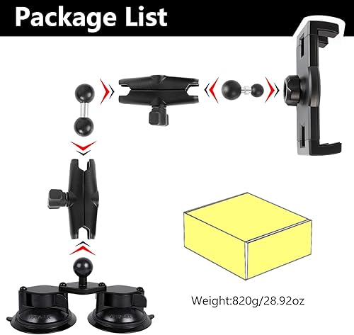 Miniatura 7 de Soporte universal para iPad para camióncoche, ventosas súper fuertes Soporte de parabrisas para iPad Mini Air, iPad Pro 13 12.9 11, Galaxy Tab,