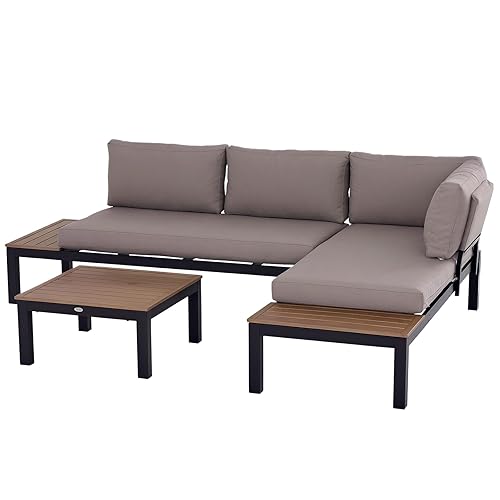 Outsunny Ensemble Salon de Jardin d'angle Design Contemporain 5 Places