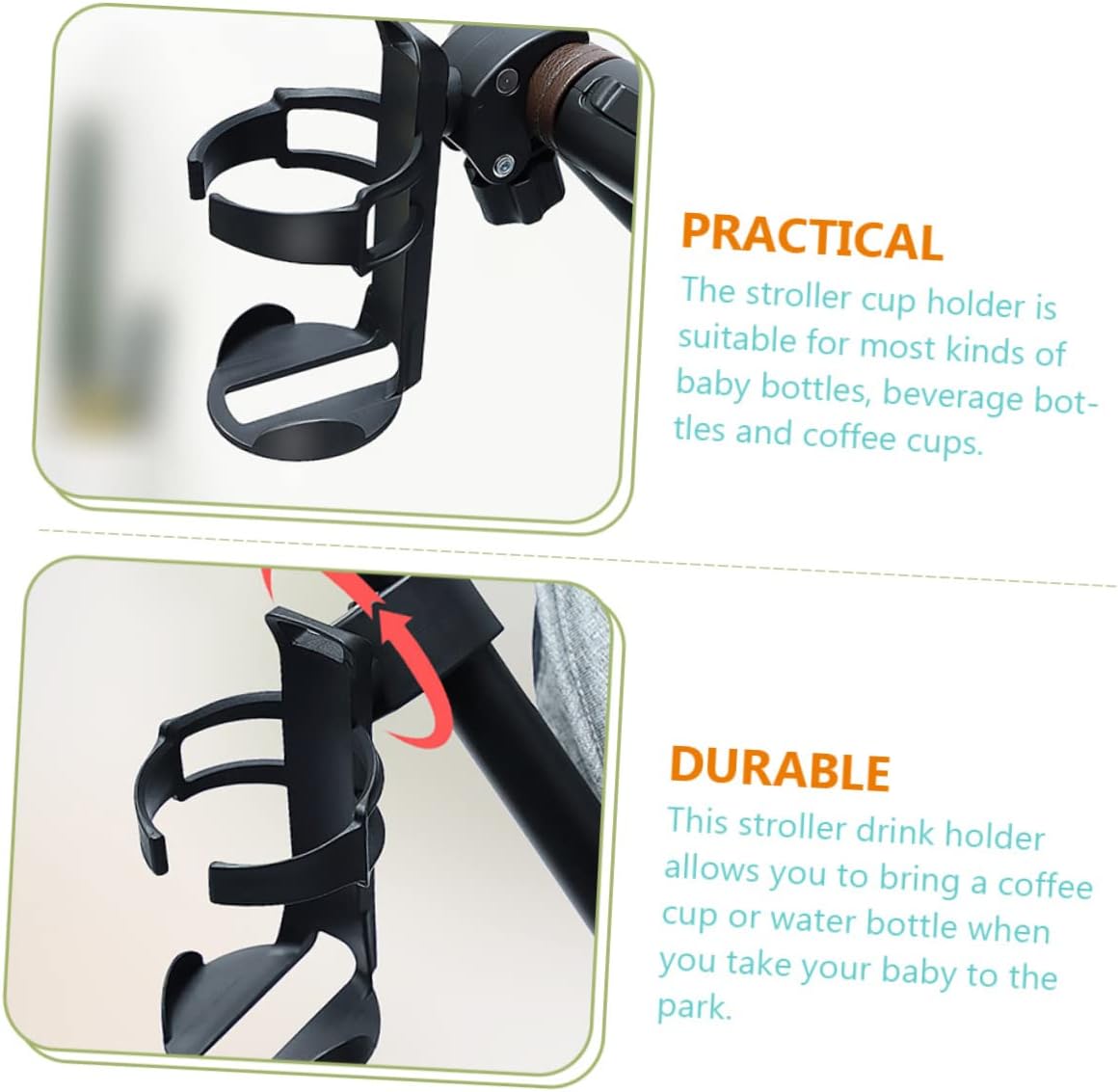 MERRYHAPY Stroller Cup Holder Drink Holder for Bottles Cups and Beverages Compatible with Strollers Wheelchairs Bicycles and More