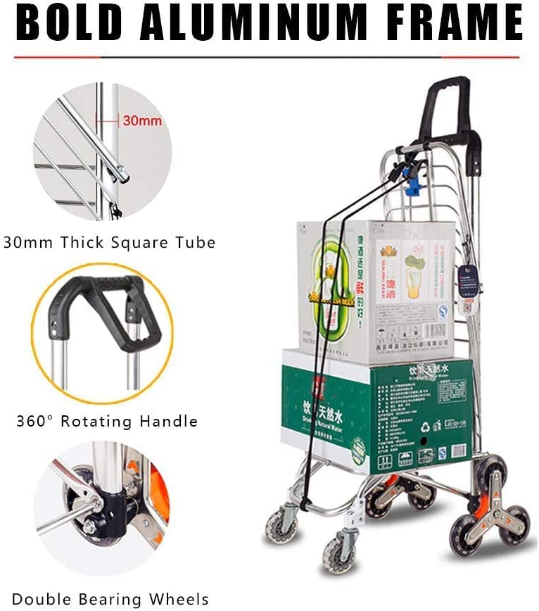 Einkaufstrolley Klappbar Einkaufswagen Sackkarre Faltbarer Rollwagen 35 Kg Tragkraft Drehgriff Einteiliger Aluminium… – Bild 5