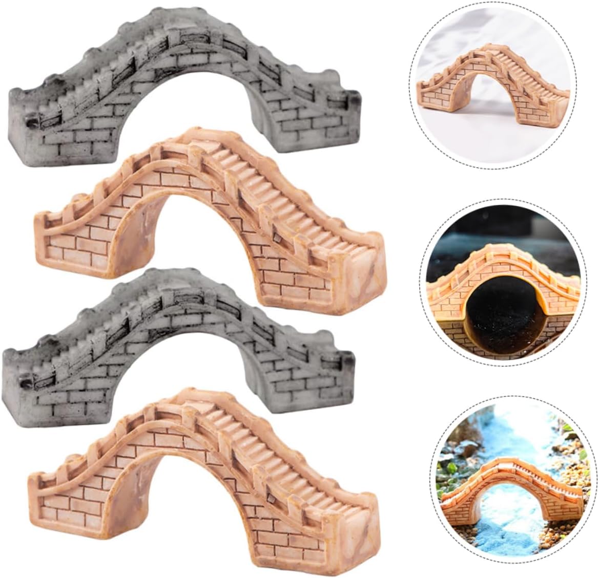 YARNOW 4pcs Resin Arch Bridge Statue for Garden Decor Xmas Ornament