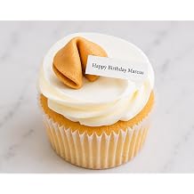 Personalized Fortune Cookie Cupcake Toppers, Custom Edible Dessert Decorations, Birthday Party Treat Toppers, 30 Pack Pre-Cut Frosting Circles