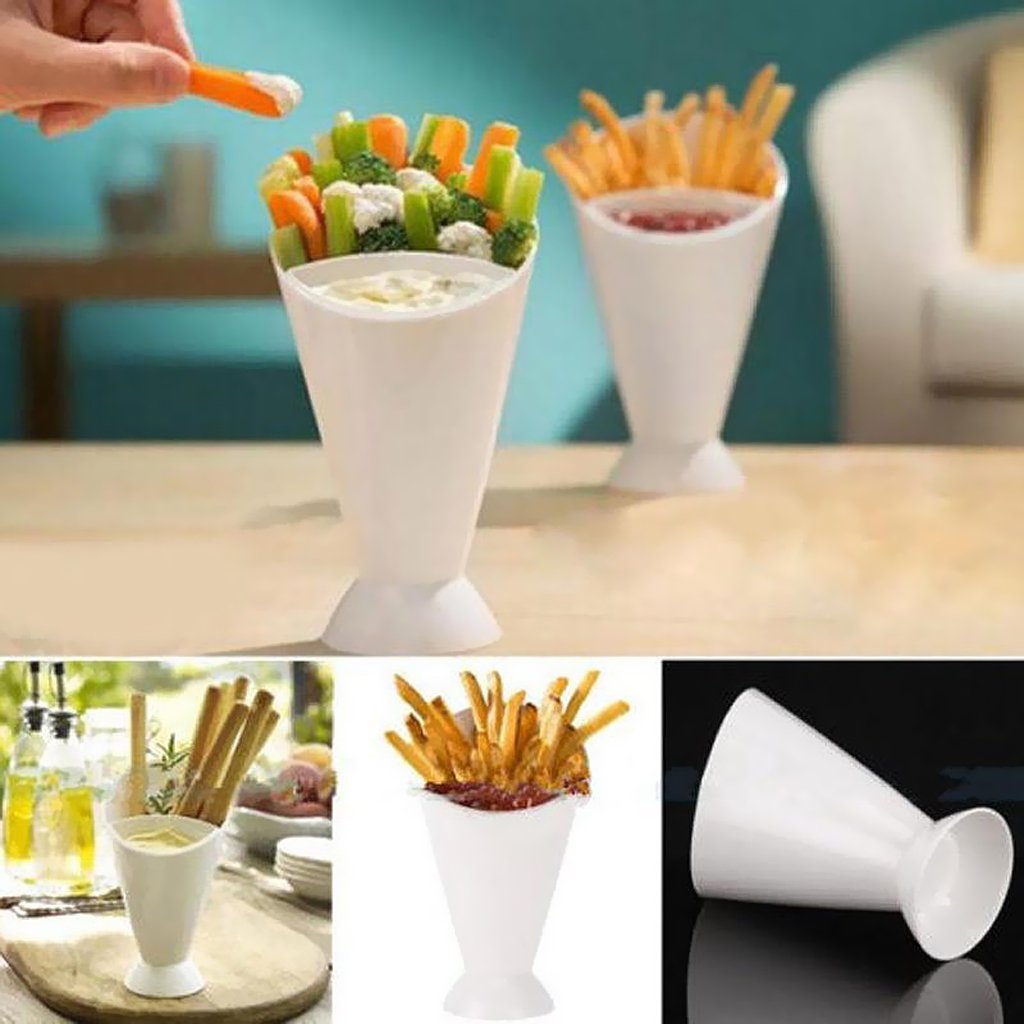 MYADDICTION Kitchen Serving Tool Snack Cone Stand + Dip Holder for Chips Finger Food Sauce White Home & Garden | Kitchen, Dining & Bar | Dinnerware & Serving Dishes | Platters