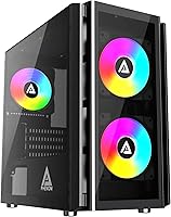 Vista 11 de Apevia Prism-WH Prism Micro-ATX Caja de PC de Juego Cubo con 5X Ventiladores ARGB de 120mm, 366 Modos RGB, Paneles de Vidrio Templado Dobles