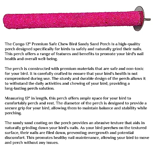 Image of Congo Premium Safe Chew Bird Sandy Sand Perch for Grinding Nail for Birds (Medium Sandy Perch 12 inch)