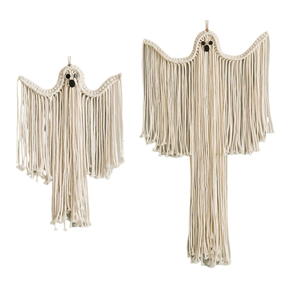CTRLZS 2PCS HalloweenParty Macrame Wall Hangings Witchy Spooky Home Decor Dark Academia Gothic Boho Art