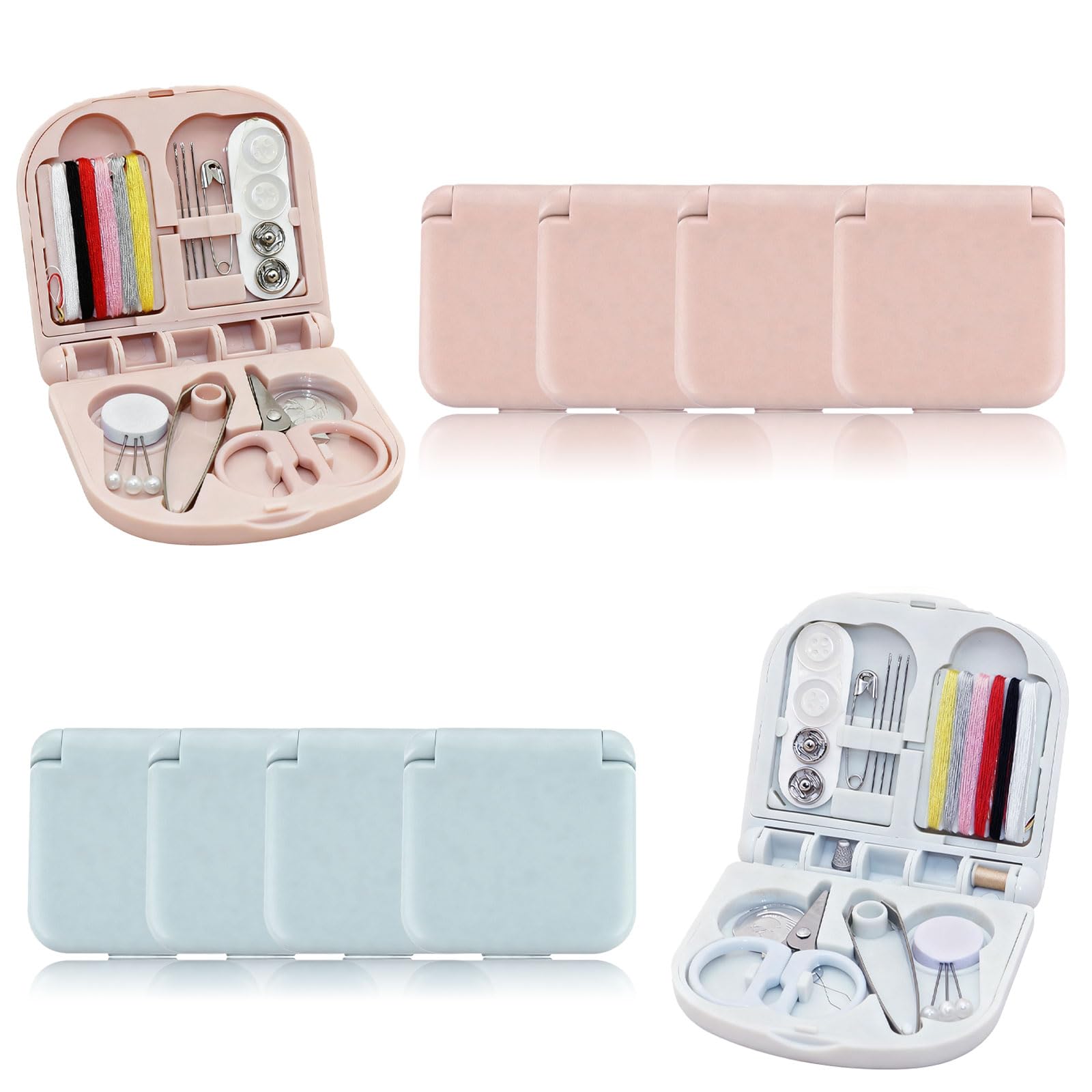 REROON Paquete de 8 mini kit de costura de viaje para regalos de Navidad, suministros de costura esenciales para el dormitorio para adolescentes y niños, kit portátil de reparación de hilo y aguja de