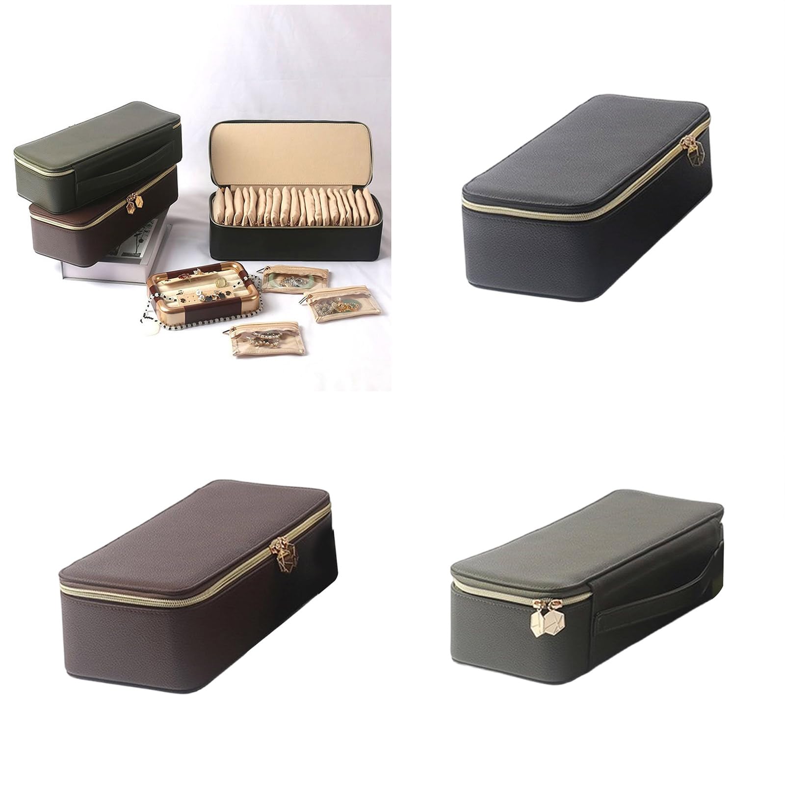 Schmuckschatulle mit mehreren Fächern, reisefreundliches Design, 20 Taschen, PU Materialien, Organizer für Ohrringe, Halsketten, sichere Schließung, Aufbewahrungslösung, PU Schmuck Aufbewahrungsbox