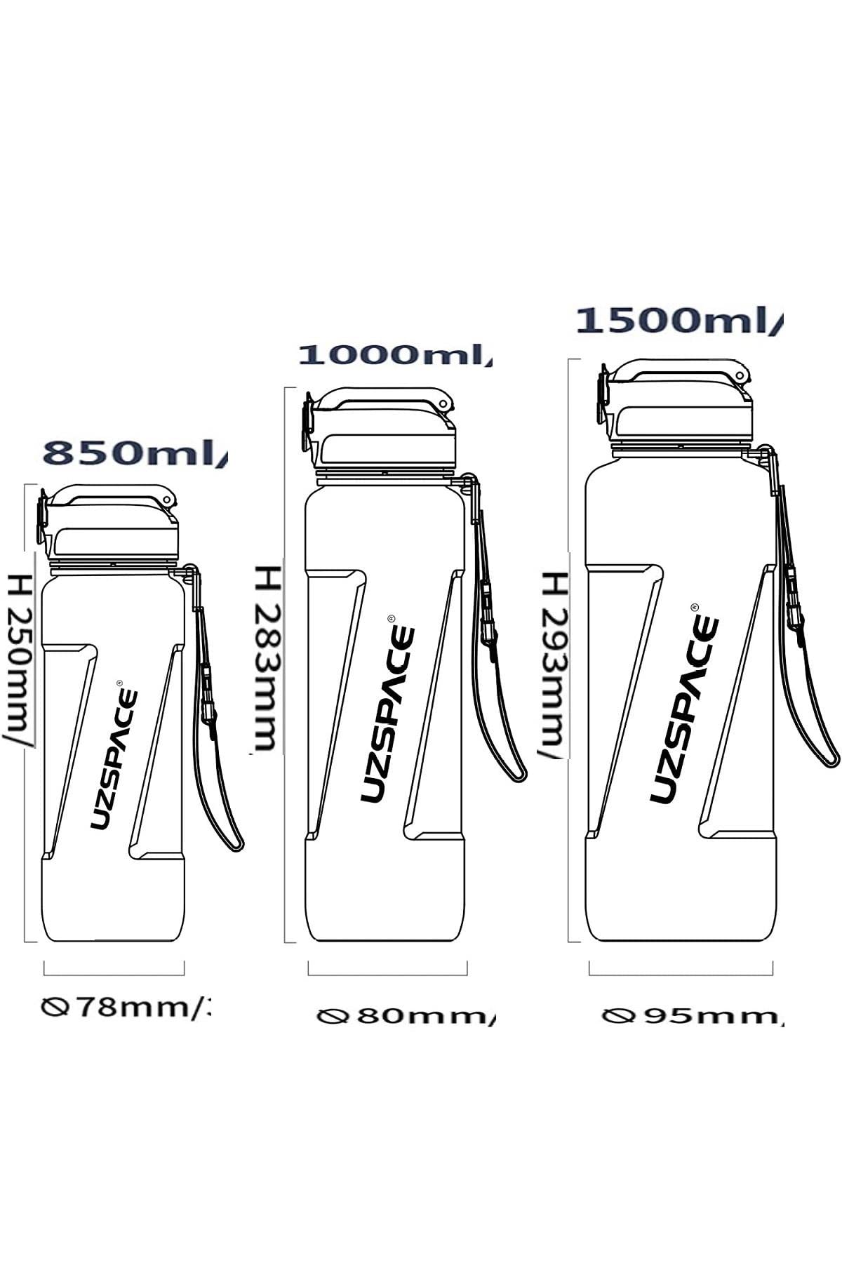 Uzspace FiftyFifty PİPETLİ MEGA BOY 1500ml Tritan Su Matarası Turkuaz