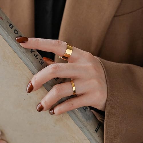 Miniatura 3 de Diamday Anillos apilables rellenos de oro de 14 quilates para mujer, anillo fino y liso, simple pulgar, meñique, ajuste cómodo, 0.039 in, 0.079 in,