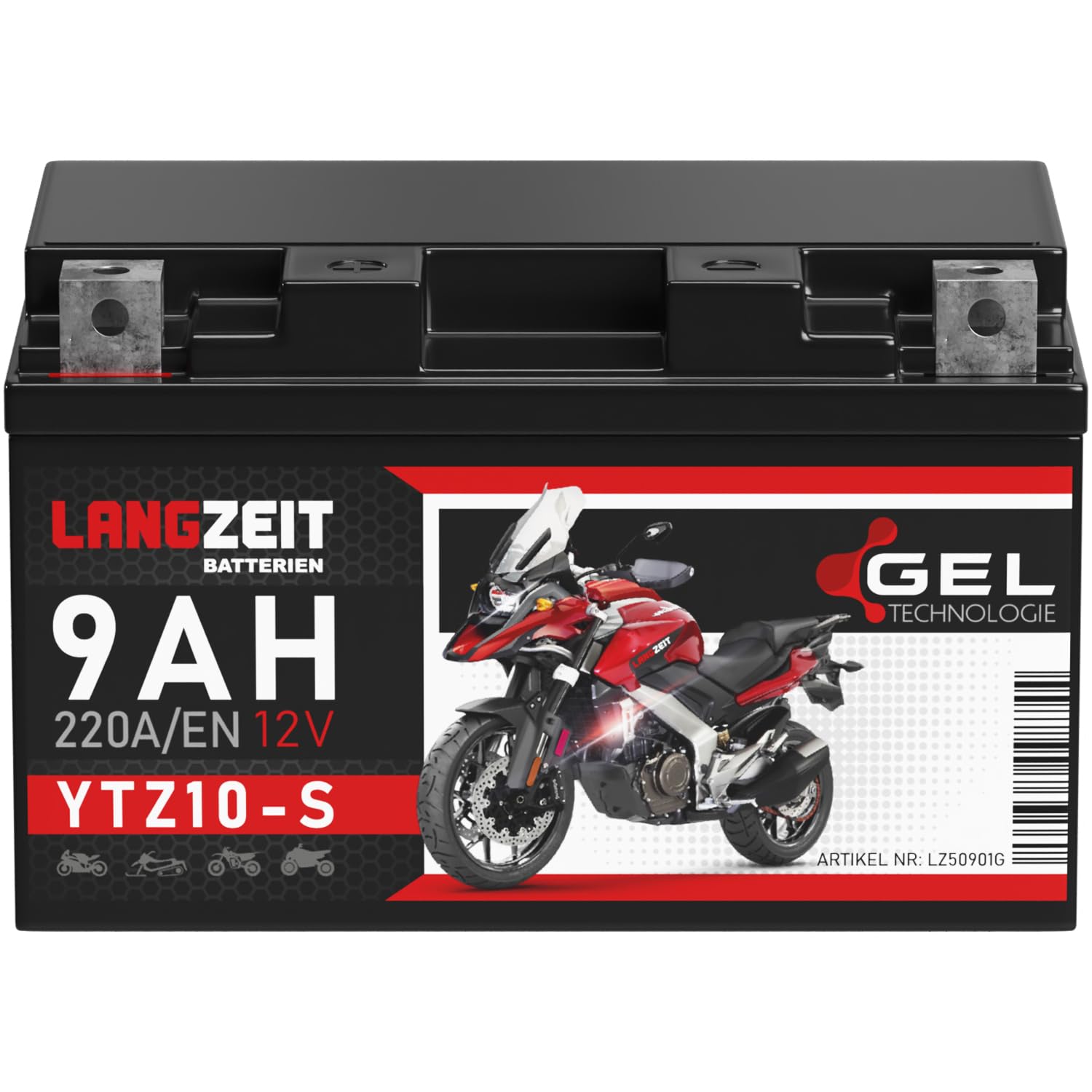 LANGZEIT YTZ10-S batteria moto 9Ah 12V 50901 YTZ10S TTZ10S YTZ10-S GTZ10-S senza manutenzione