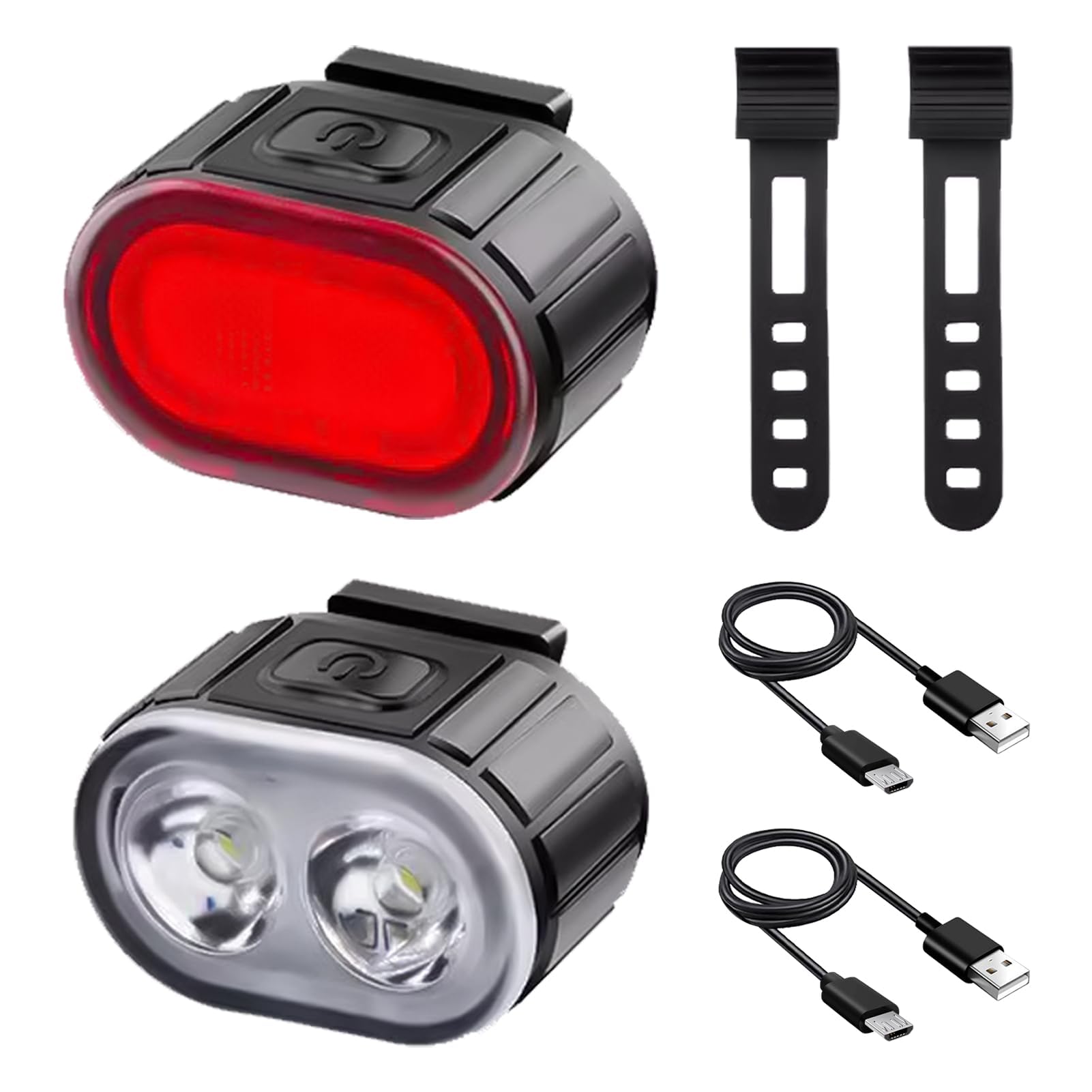 2 Pcs Bike Light Set, Super Bright USB Rechargeable Bike Lights Front and Back, Waterproof IPX4, 200Lumen Headlight, 6 Mode Taillight, High Low Beam for Cycling Night Riding Hiking Outdoor Activities