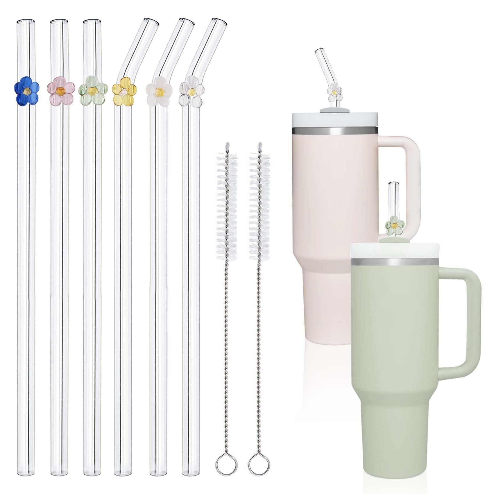 Set Cannucce Trasparenti Con Spazzola Set Di 6 Cannucce Riutilizzabili Per Stanley Iceflow 850.5 G - Con Spazzola Per Pulizia, Trasparenti, Compatibili Con Coperchio Flip Cannucce Senza Bpa