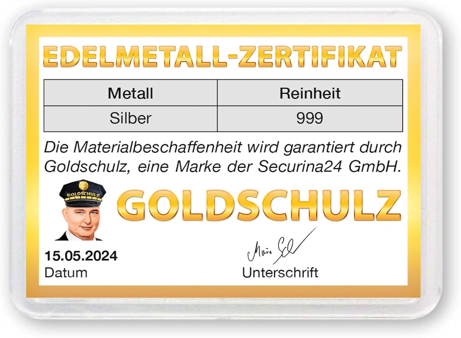 Silberbarren 100g 100 Gramm - Geschenk + Echtheitszertifikat