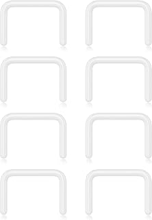 Clear Septum Ring Spacer Jewelry - Plastic Septum Ring U-shape Staple Invisible Nose Piercings Hidden Retainers For Surgery, Work (8pcs pack)