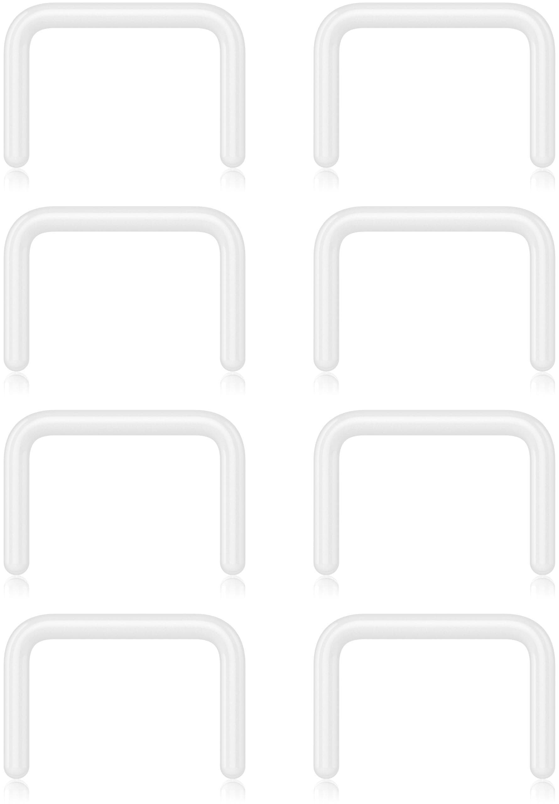 WildVibe Clear Septum Ring Spacer Jewelry - Plastic Septum Ring U-shape Staple Invisible Nose Piercings Hidden Retainers For Surgery, Work (8pcs pack)