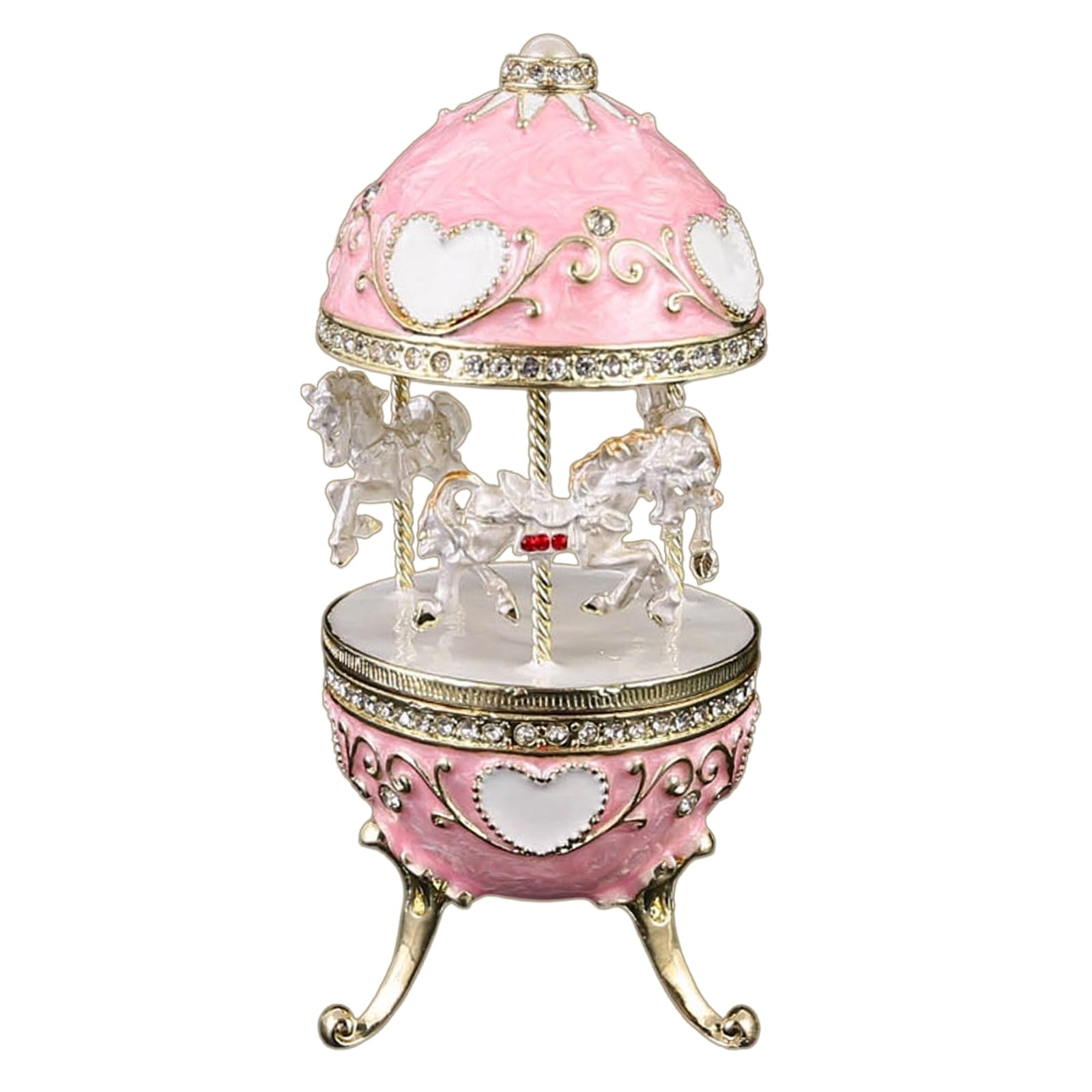 Qusinfc Contemporary Carousel Music Box Figurine Music Jewelry Organizers 3 Horse Musical Carousel Showcasing Embellishments Box Figurine