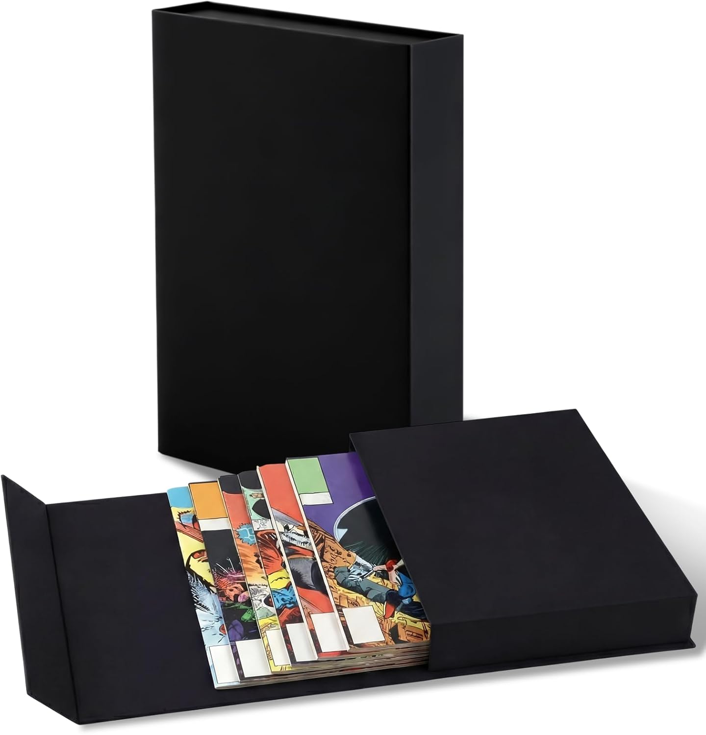 2 Pack Comic Book Storage Folio Comic Book Storage Box with Strong Magnetic Closure Portable Stackable Magazine Travel Case Holder for Silver Age and Modern Showcase Collectibles