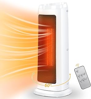 2000W Fan Heater Ureprism Electric Heaters for Home with 2 Heat settings, Portable Quiet Space Heater with Low Energy Usage, Tip-Over Protection, 60° Oscillating, 12H Timer, White
