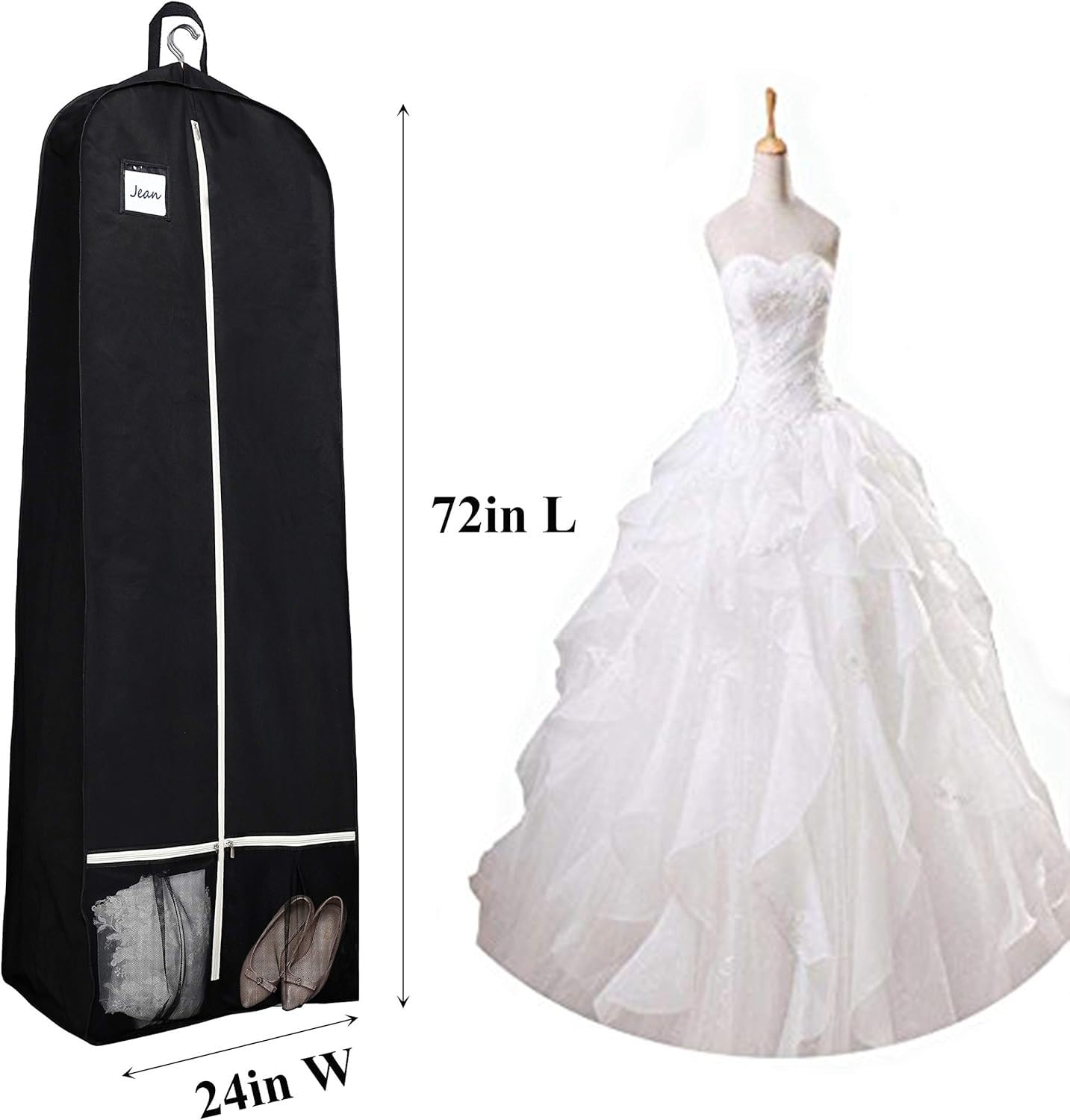 Funda De Ropa, Plegable Fundas De Ropa Larga Antipolvo, Funda Vestido Novia, Tbolsas para Guardar Ropa para Vestidos De Novia, Vestidos De Noche, Abrigos Largos,Traje, Vestido
