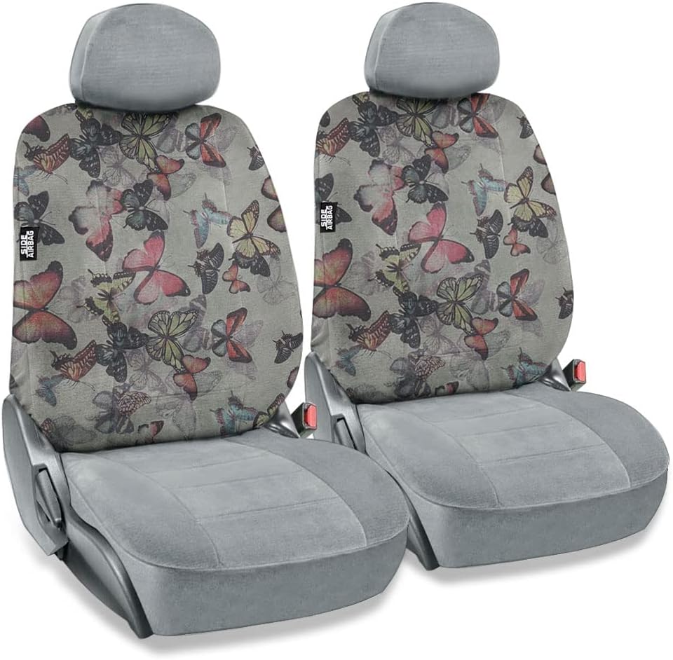 CarsCover Print Design Tropical Butterflies Butterfly Car Truck SUV Universal-fit Low Back Seat Covers Driver & Passenger Set