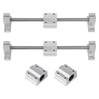 Horizontal 8mm Dia Linear Motion Ball Bearing Slide Bushing &200mm Linear Shaft Optical Axis with Rod Rail Support Set