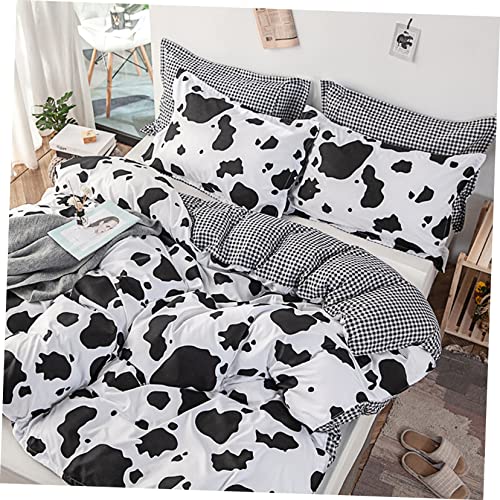 Housse de couette motif moderne lit double parure 3 pièces taies d'oreiller chambre - 4