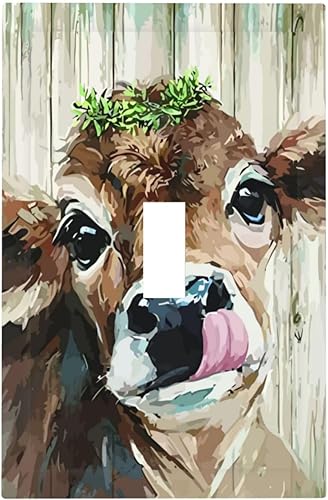 Highland Cow Farmhouse - Cubierta para interruptor de luz de palanca individual, placa de pared decorativa de 1 cuadrilla, placa frontal eléctrica
