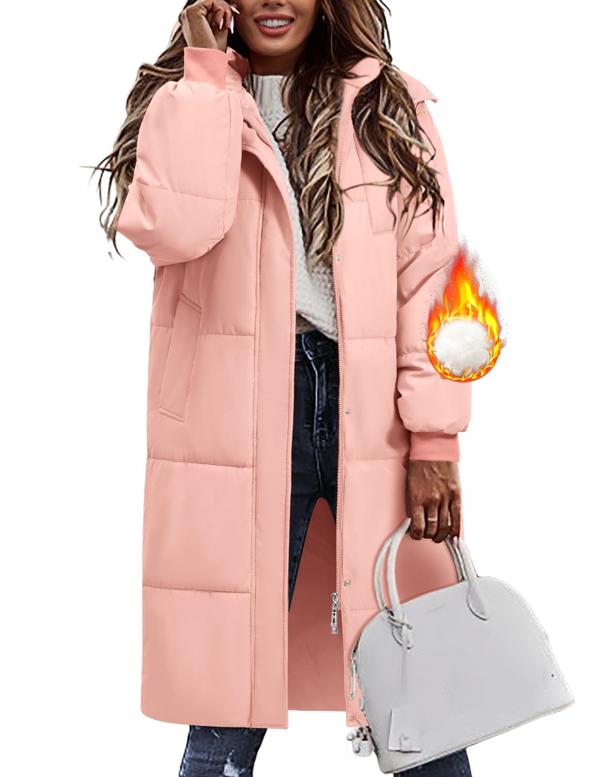 Vancavoo Abrigos de Acolchado para Mujer Chaqueta Larga con Capucha de Invierno Cálido y Elegante Coat Abrigo Largo Gruesa para Exteriores