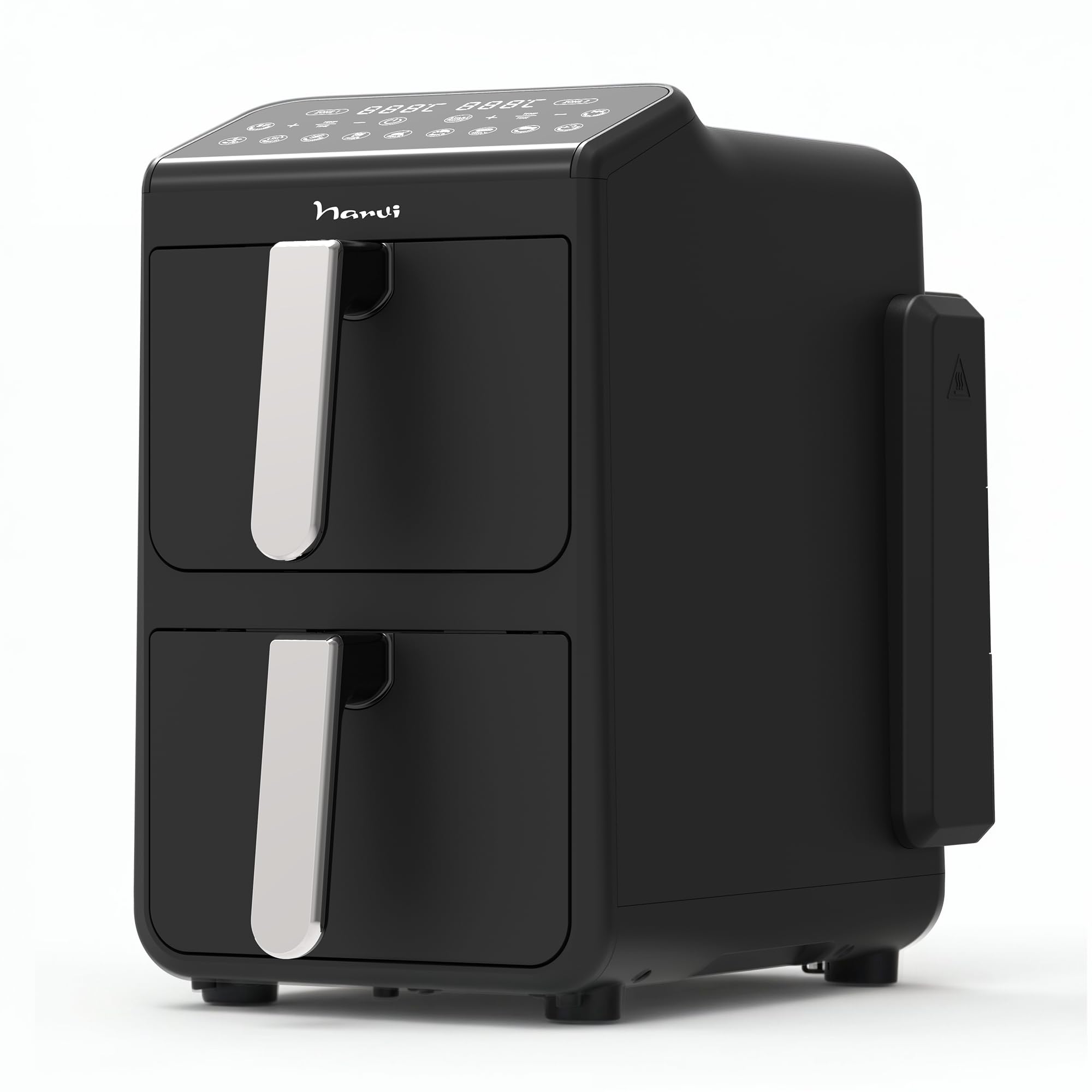 Narvi Freidora de Aire Doble Resistencia 10L - 2460W - Cocción Rápida Sin Girar Alimentos - 10 Menús - 2 Cestas de 5L con Finalización Simultánea SYNC - Panel Táctil y Libre de BPA