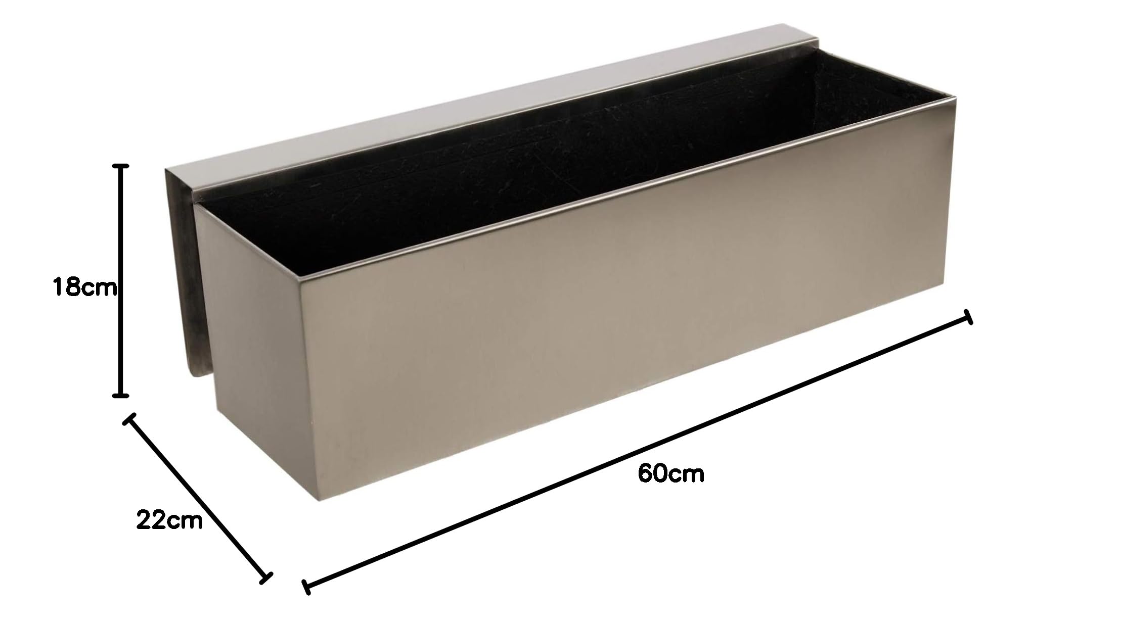VIVANNO Blumenkasten Balkonkasten Pflanzkasten V2A Edelstahl Binox - 17 x 60 x 17 cm