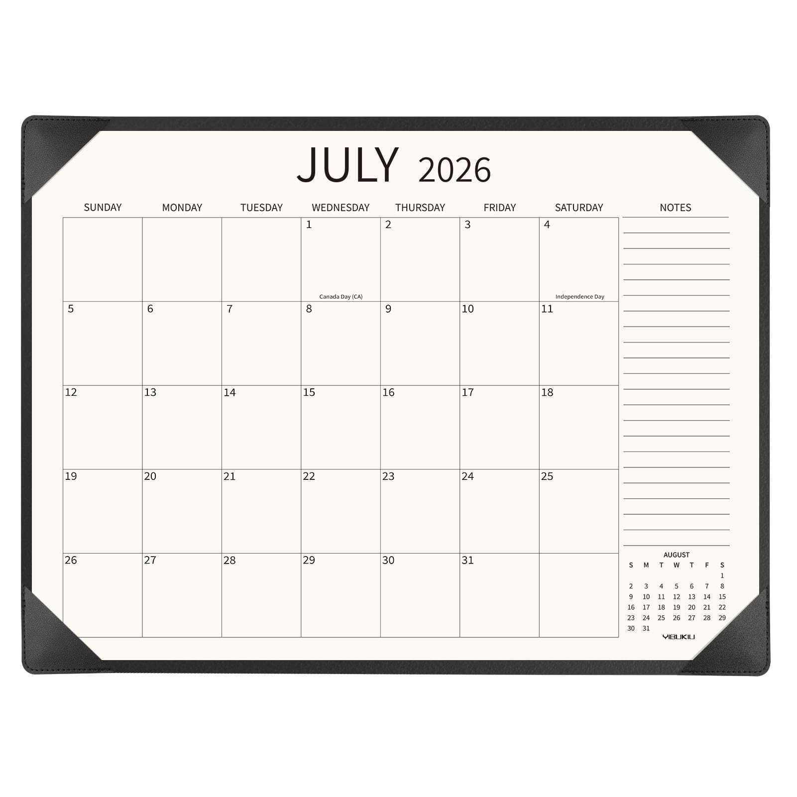 YIBUKIU Large Desk Calendar with Desktop Mat 22x17 Inch (Black)