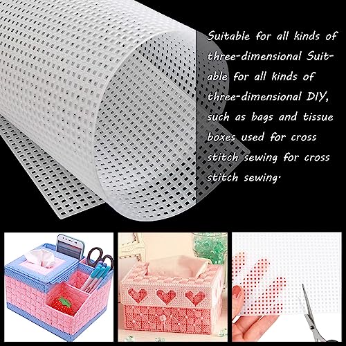 Image of Allazone 45 PCS Mesh Plastic Canvas Sheets Kit, 3 Shape Clear Plastic Canvas, 12 Color Acrylic Yarn for DIY Crafts Embroidery Cross Stitch, Acrylic Yarn Crafting, Knit and Crochet Projects