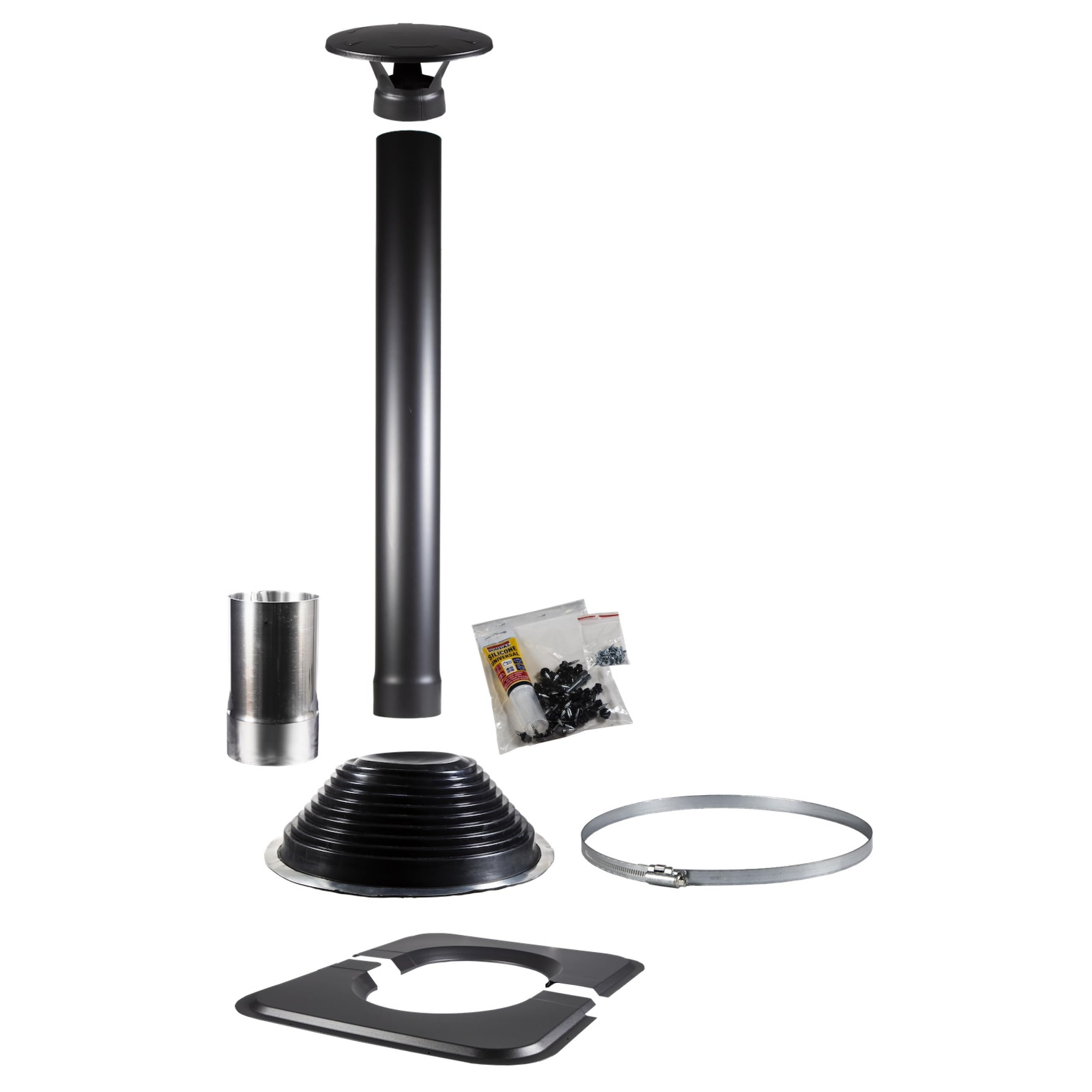 Harvia Camino in acciaio 1500 nero per sauna a barile con set di accessori per tubi da forno sauna