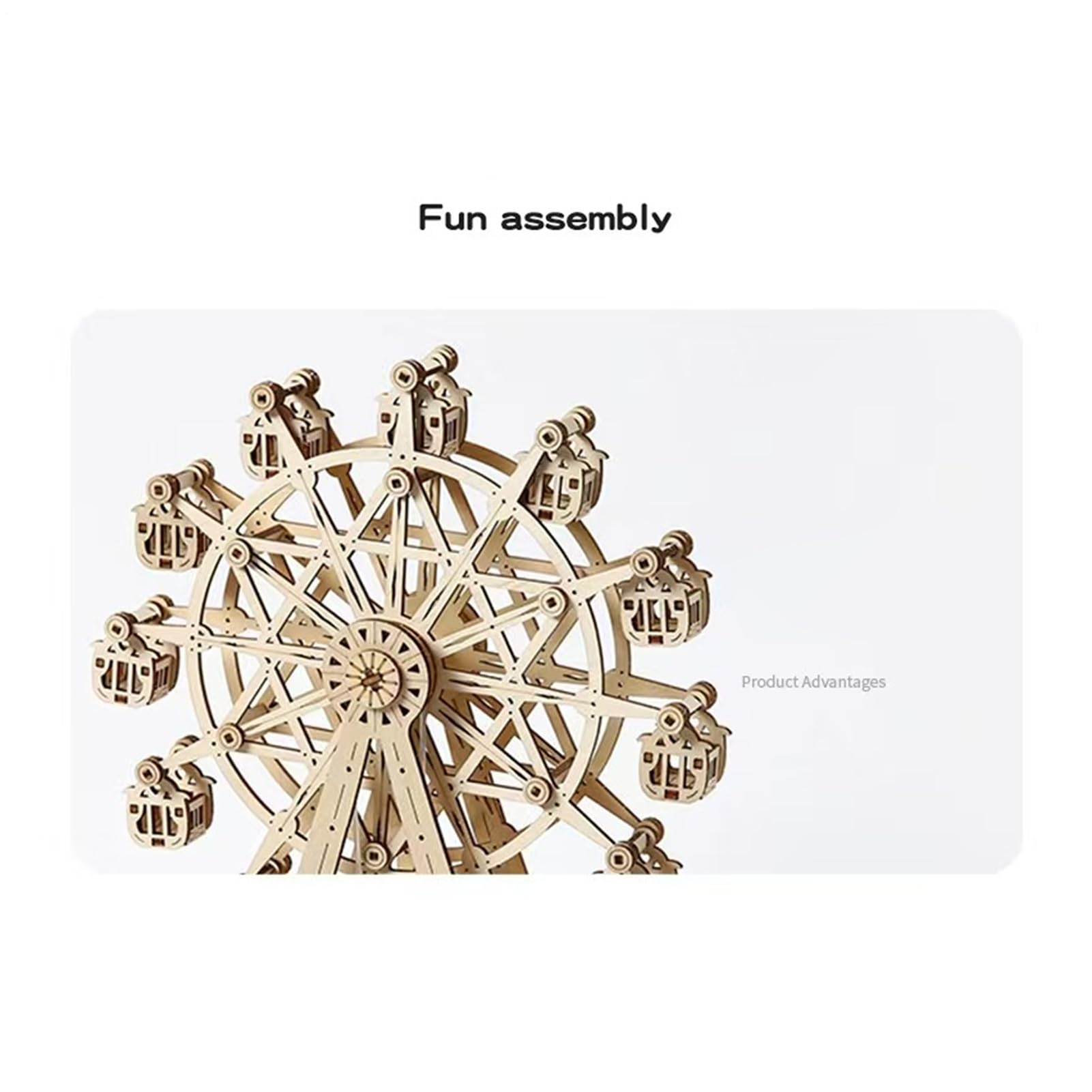 Casse-Tête en Bois 3D pour Adultes Grande Roue en Kit à Assembler | 183 Pièces avec Lumières LED et Musique Kit de Construction en Bois Pour Loisir Femmes Adolescents Noël Thanksgiving