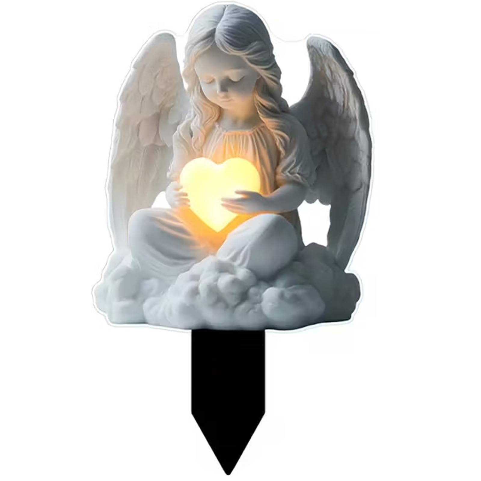 Miniature Figure Angel Garden Stake Grave Decoration Weatherproof Angel Grave Cemetery Flower Pot Ornament for Cemetery, Gravesite Waterproof Memorial Gifts for Loss, 20 X 12 Cm