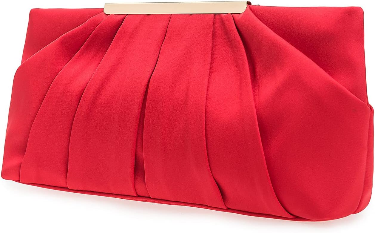 Clutch Evening Bag Elegant Pleated Satin Formal Handbag Simple Classy Purse for Women