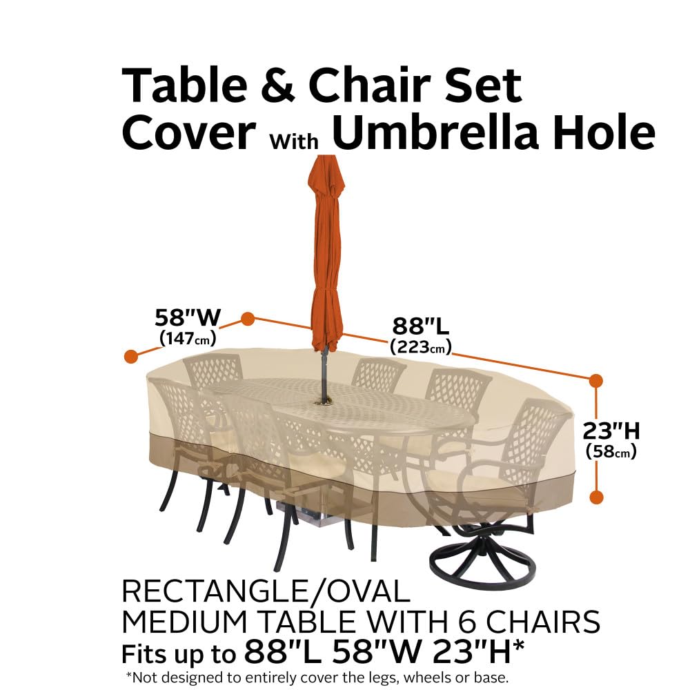Classic Accessories Veranda 55-458-031501-00 Housse pour Ensemble Table ET CHAISES avec Trou pour Parasol – M