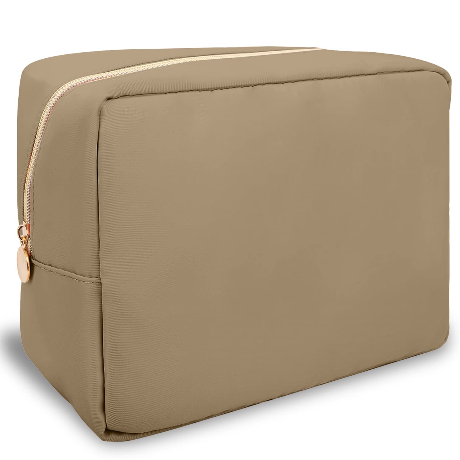 Nylon Large Makeup Bag Travel Pouch for Women, Preppy Big Makeup Bag Cute Cosmetic Zipper Pouch Purse, DIY Chenille Letter Bag Waterproof Toiletry Bag