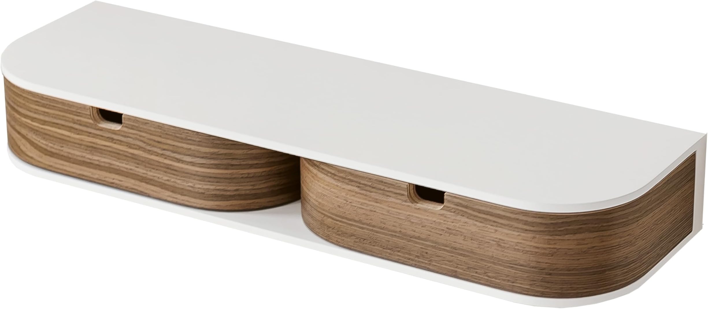 Floating Shelf with 2 Drawers - Hanging Wall Shelf Wood - Small Wall Drawers Hanging - Floating Wall Shelf with Drawers (White/Walnut, Shelf with 2 Drawers)